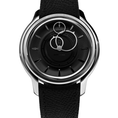 Montre BeauBleu La Pièce N.2 noir bracelet en cuir noir grainé