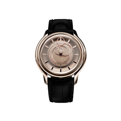 Montre BeauBleu La Pièce N.2 or rose bracelet en cuir noir caïman