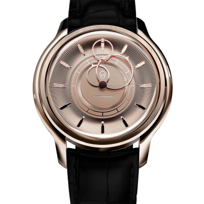 Montre BeauBleu La Pièce N.2 or rose bracelet en cuir noir caïman