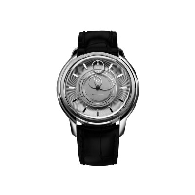 Montre BeauBleu La Pièce N.2 argent bracelet en cuir noir caïman