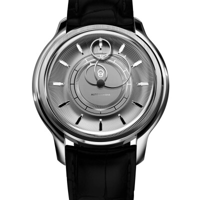 Montre BeauBleu La Pièce N.2 argent bracelet en cuir noir caïman
