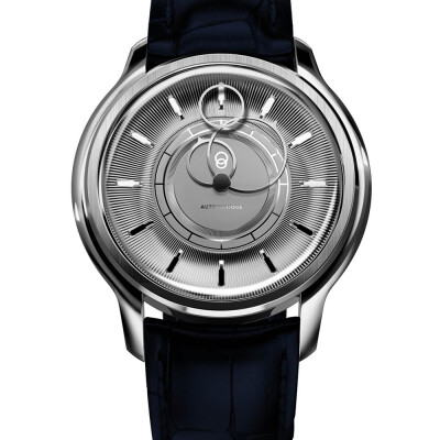 Montre BeauBleu La Pièce N.2 argent bracelet en cuir bleu caïman