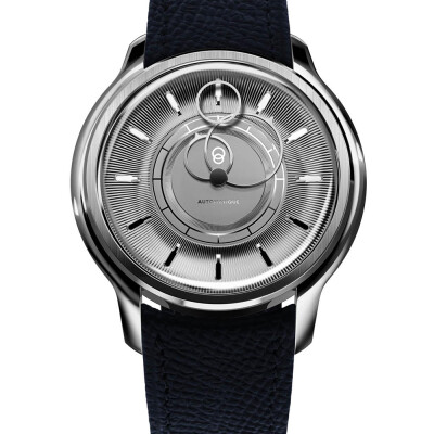Montre BeauBleu La Pièce N.2 argent bracelet en cuir bleu grainé