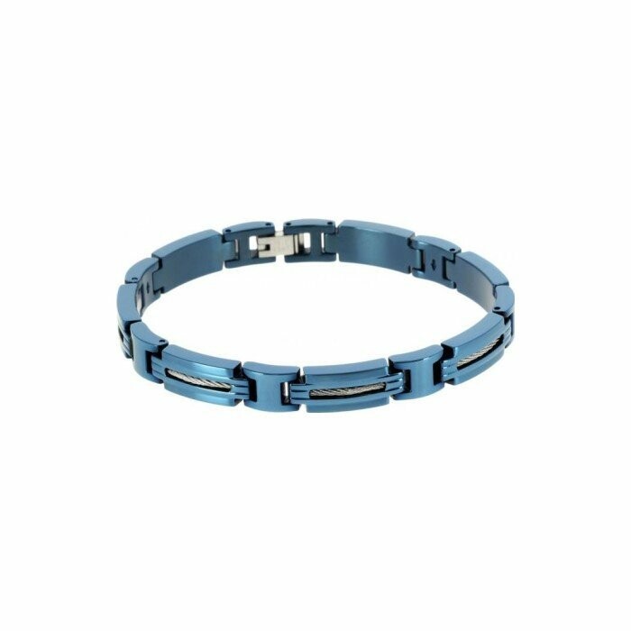 Bracelet Rochet Marina en acier et PVD bleu 21cm