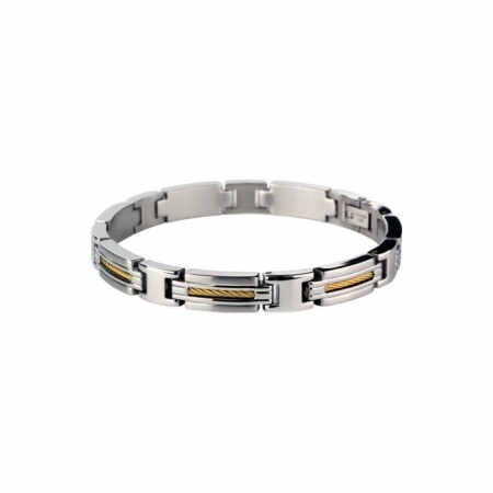 Bracelet Rochet Marina en acier et métal doré 21cm