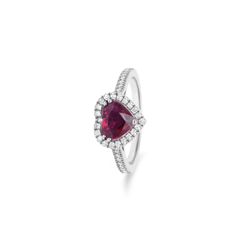 Bague Love en or blanc, rubis et diamants