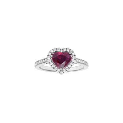 Bague Love en or blanc, rubis et diamants