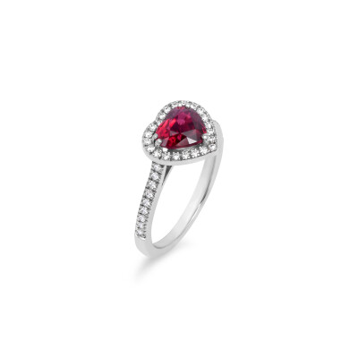 Bague Love en or blanc, rubis et diamants
