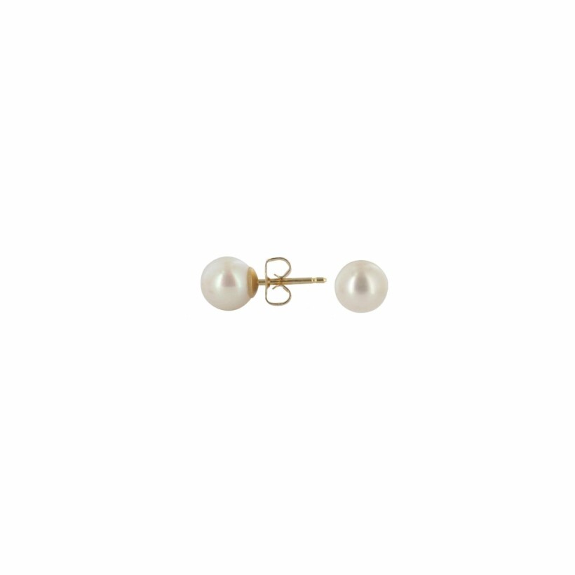 Boucles d'oreilles en or jaune et perles de culture de 6-6.5mm