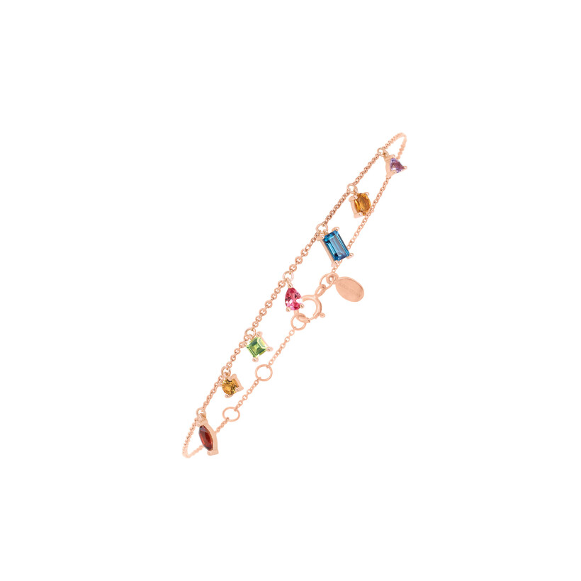 Bracelet or rose et pierres multicolores