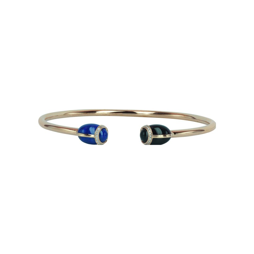 Bracelet Isabelle Langlois en or rose, lapis lazuli, onyx et diamants