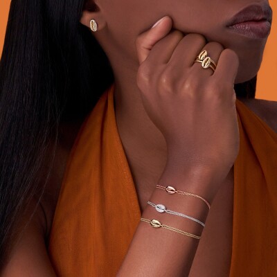 Bracelet Baby Cauris en or jaune et diamants
