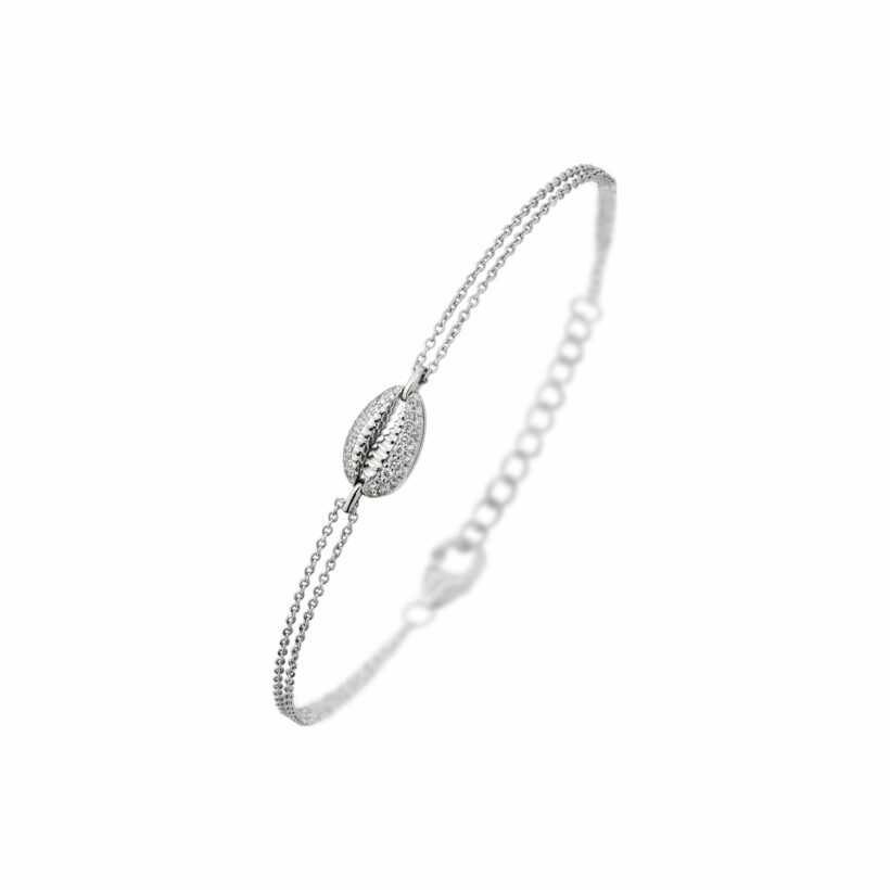 Bracelet Baby Cauris en or gris pavé diamants