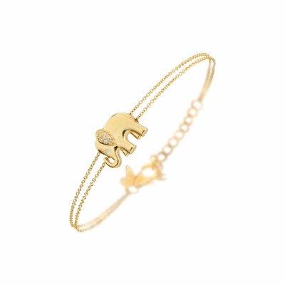 Bracelet Baby Éléphants en or jaune et diamants