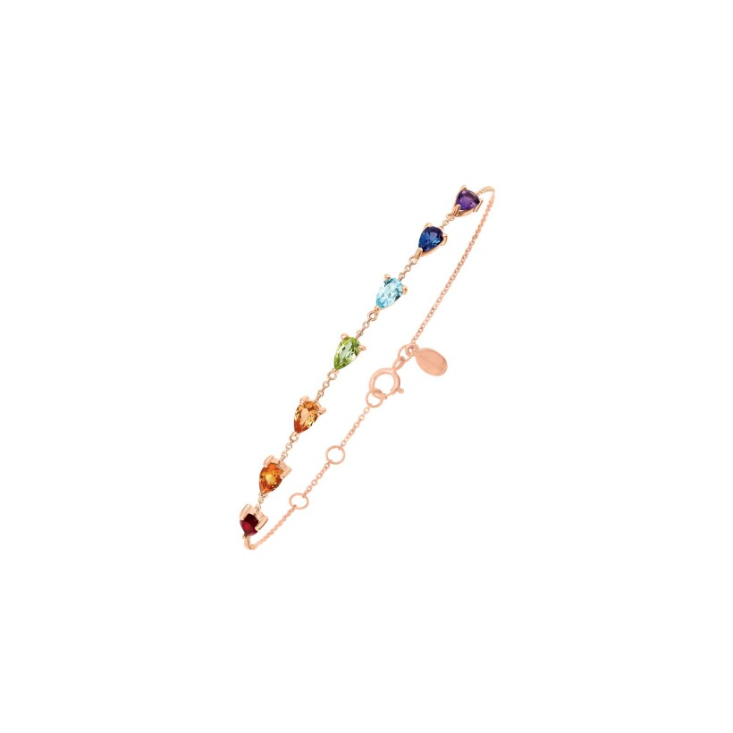 Bracelet or rose et pierres multicolores