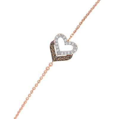 Bracelet or rose, diamants et diamants bruns