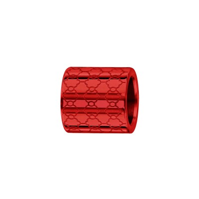 Charms aluminium anodisé rouge  forme tube motif alveoles