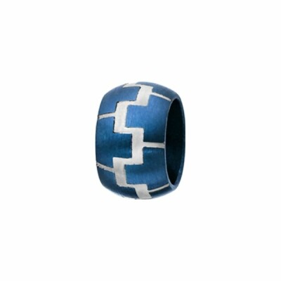 Charms acier et pvd bleu anneau bombe motif zig zag