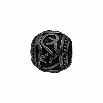 Charms acier et pvd noir boule motif tribal