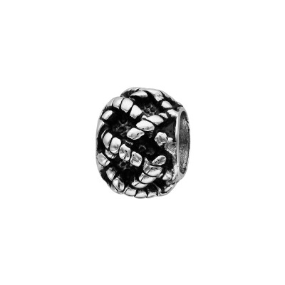 Charms acier boule tresse relief patiné