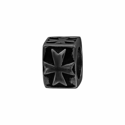 Charms acier et pvd noir croix sur templier cubique