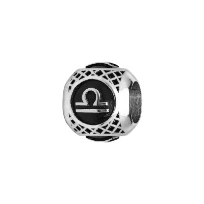 Charms acier boule zodiaque balance patiné noire