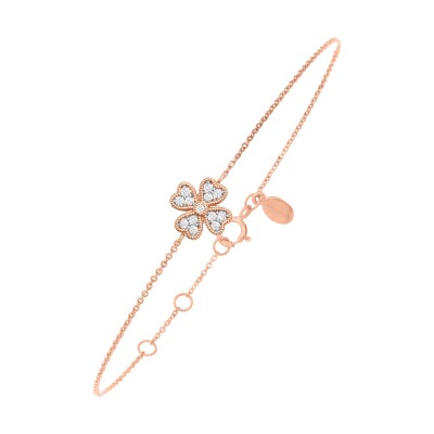 Bracelet or rose et diamants