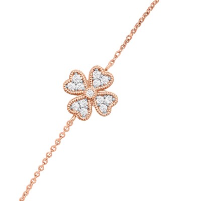 Bracelet or rose et diamants