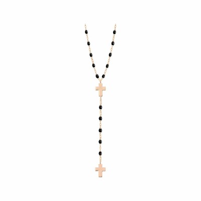 Collier Gigi Clozeau Croix en or rose et résine noire