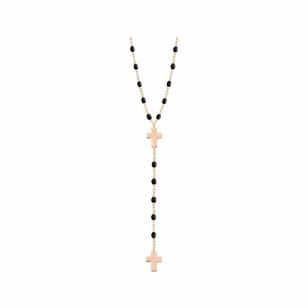 Collier Gigi Clozeau Croix en or rose et résine noire