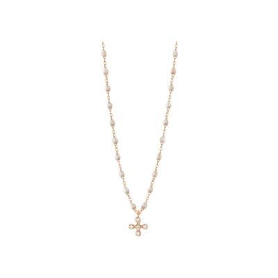 Collier Gigi Clozeau Spark en or rose, résine opale et diamants, taille 42cm