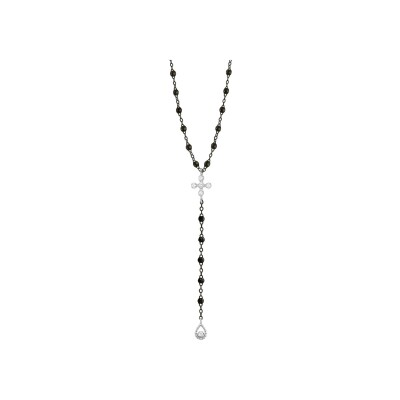Gigi Clozeau Spark necklace in black gold, white gold, black resin and diamonds, length 45 cm