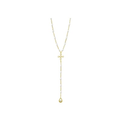 Collier Gigi Clozeau Spark en or jaune, résine blanche et diamants, taille 45cm