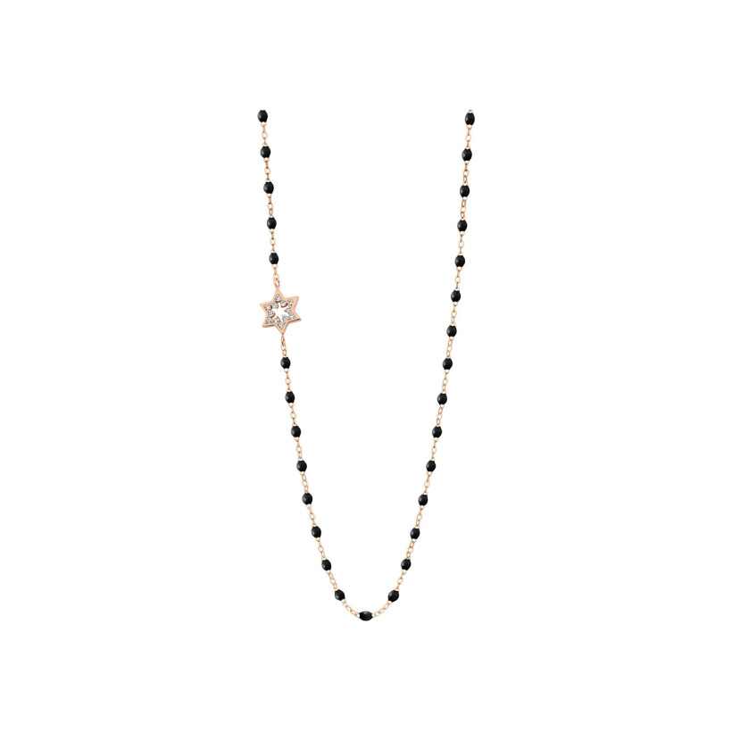 Gigi Clozeau Etoile de David necklace, rose gold, black resin and diamonds, size 42cm