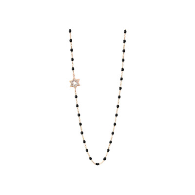 Gigi Clozeau Etoile de David necklace, rose gold, black resin and diamonds, size 42cm