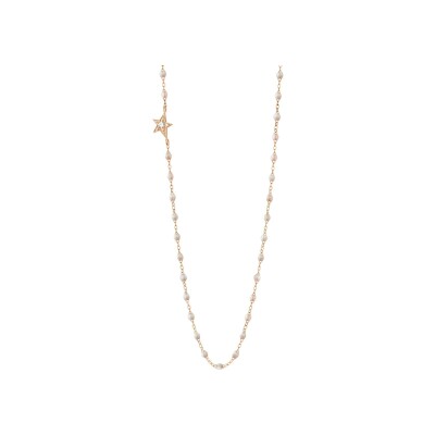 Collier Gigi Clozeau Etoile en or rose, résine opale et diamants, taille 42cm