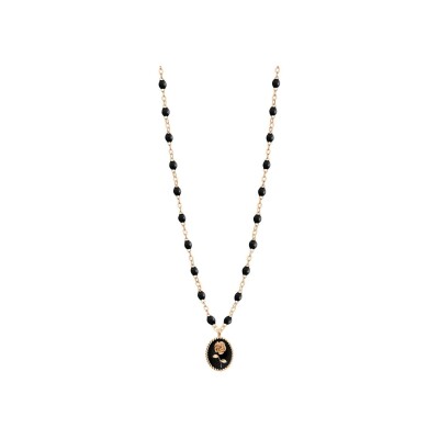 Collier Gigi Clozeau Rose en or rose et résine noire, taille 42cm