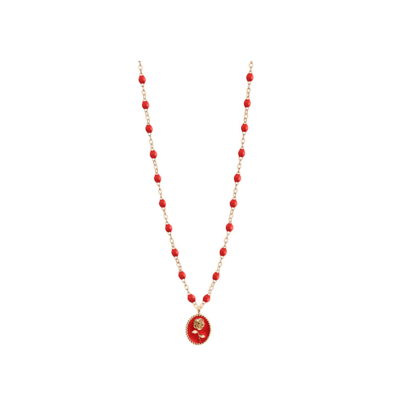Gigi Clozeau Rose necklace, rose gold, poppy resin, size 42cm