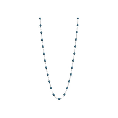 Collier Gigi Clozeau Classique en or blanc et résine bleu céleste, 42cm