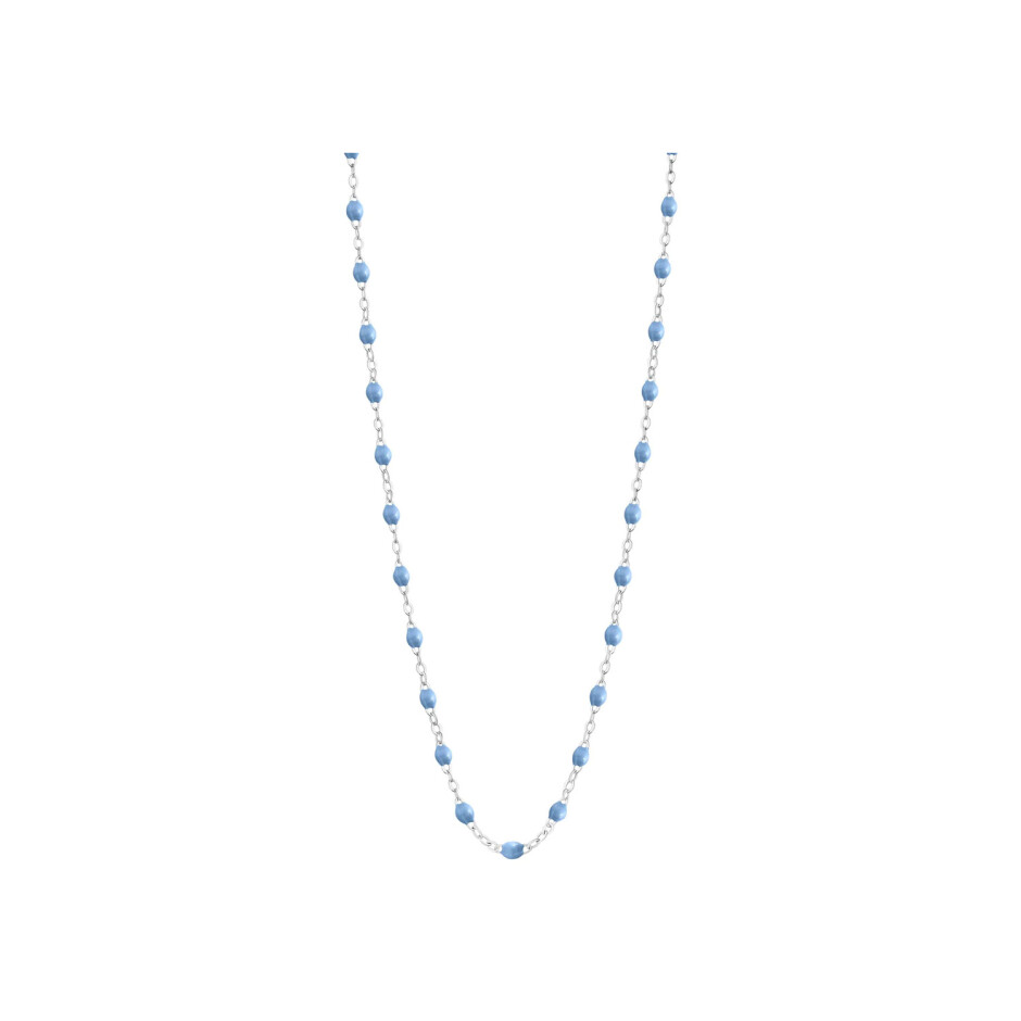 Collier Gigi Clozeau Classique en or blanc et résine bleu ciel, 42cm