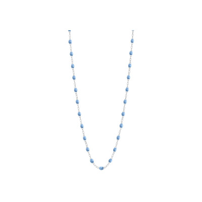 Collier Gigi Clozeau Classique en or blanc et résine bleu ciel, 42cm