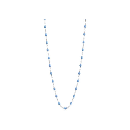 Collier Gigi Clozeau Classique en or blanc et résine bleu ciel, 42cm