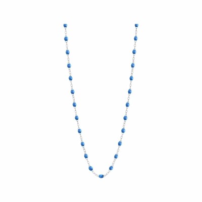 Collier Gigi Clozeau Classique en or blanc et résine bleu fluo, 42cm