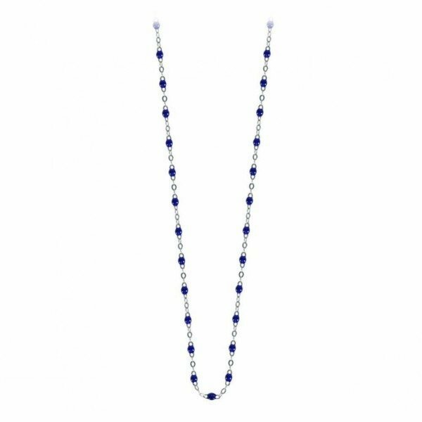 Collier Gigi Clozeau Classique en or blanc et résine bleu de prusse, 42cm