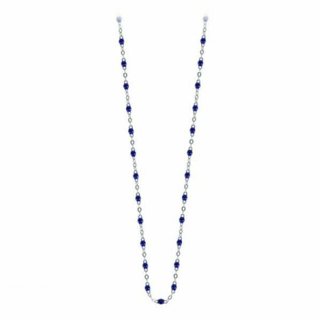 Collier Gigi Clozeau Classique en or blanc et résine bleu de prusse, 42cm