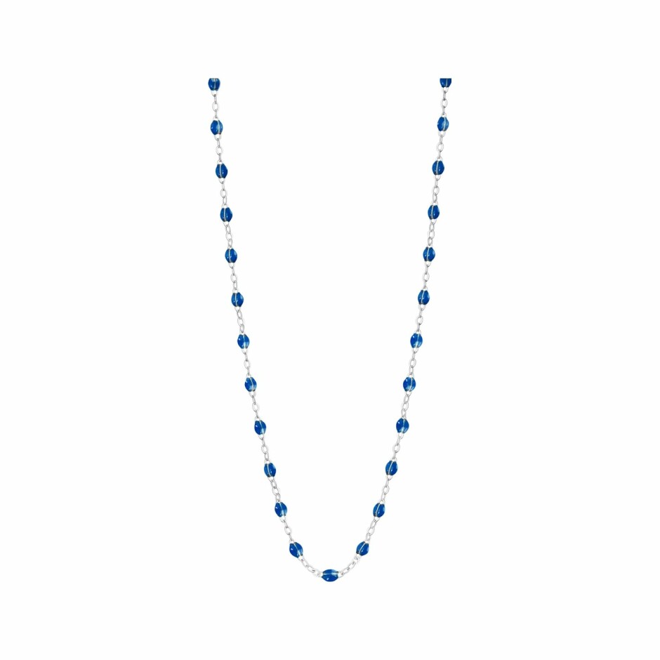 Collier Gigi Clozeau Classique en or blanc et résine bleu saphir, 42cm