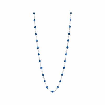 Collier Gigi Clozeau Classique en or blanc et résine bleu saphir, 42cm