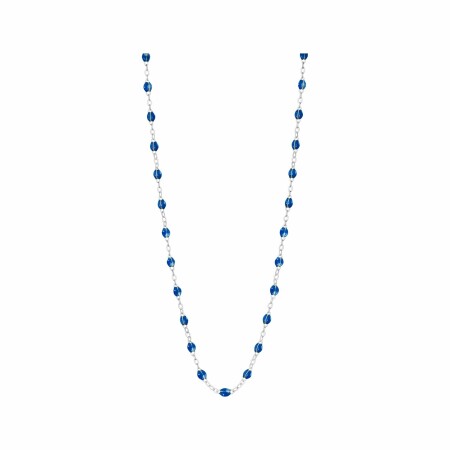 Collier Gigi Clozeau Classique en or blanc et résine bleu saphir, 42cm