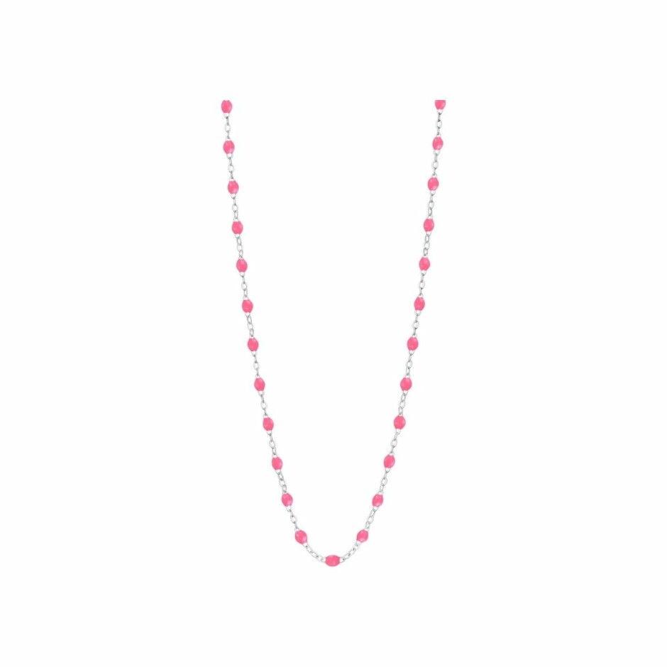 Collier Gigi Clozeau Classique en or blanc et résine rose fluo, 42cm