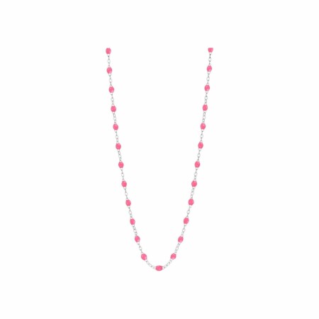 Collier Gigi Clozeau Classique en or blanc et résine rose fluo, 42cm